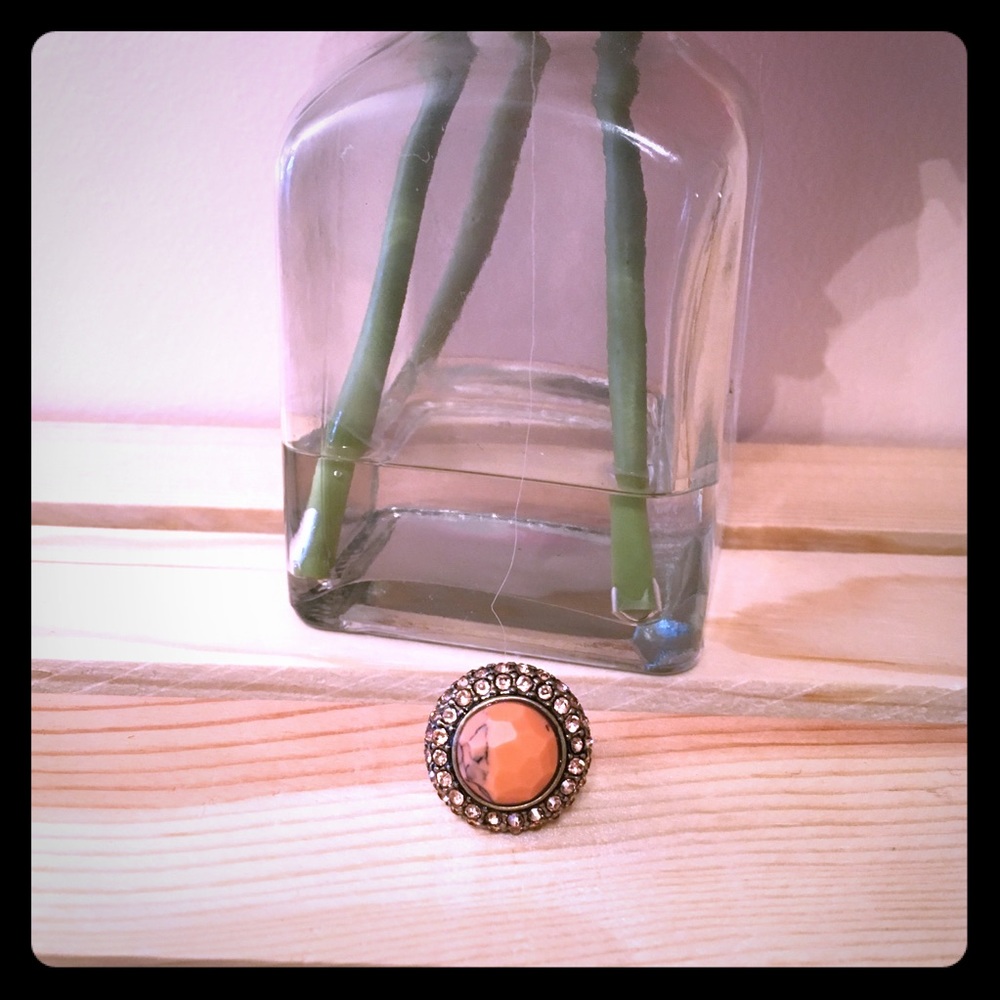 Retro Pavé Coral Cocktail Ring